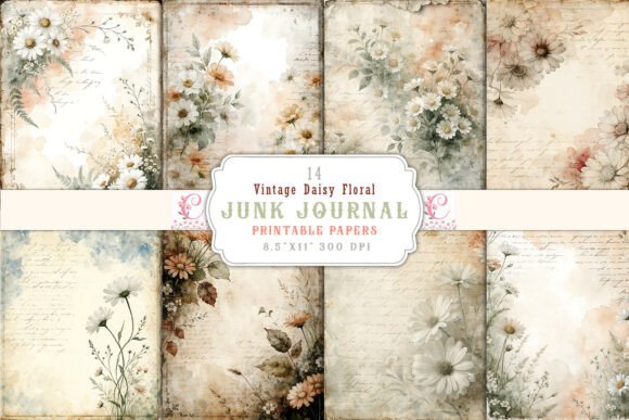 Crafting Timeless Stories with Vintage Daisy Floral Junk Journal Pages