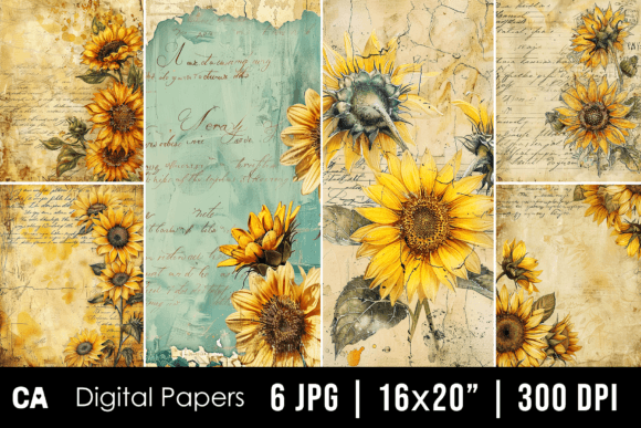 Designing with Nostalgia: The Charm of Vintage Sunflower Journal Pages