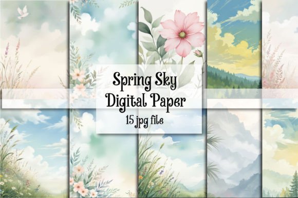 Embrace the Soft Charm of Spring Sky Watercolor Backgrounds