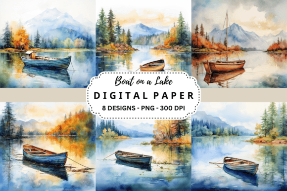 Embracing Serenity: The Art of the Boat on a Lake Watercolor Background
