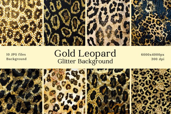 Gold Glitter Leopard Pattern Background: Bold Design Asset