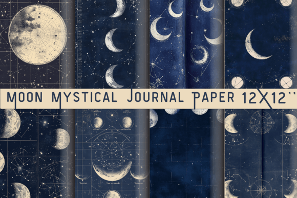 Moon Mystical Journal Paper: Celestial Design Assets