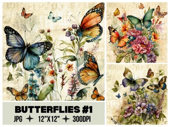 Timeless Charm for Your Projects: The Vintage Butterflies Digital Paper Pack