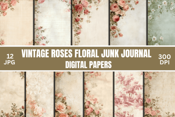 Timeless Elegance with Vintage Roses Floral Junk Journal Papers