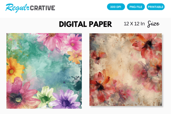 Unleash Creativity with Flower Watercolor Digital Paper Paint