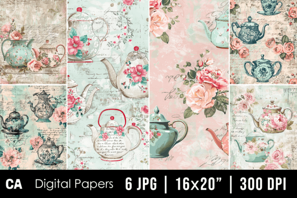 Unlocking Creativity with Vintage Floral Teapot Journal Pages