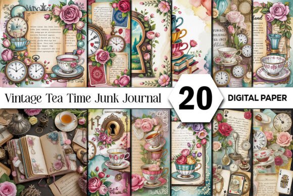 Unwrapping the Charm of Vintage Tea Time Junk Journal Pages