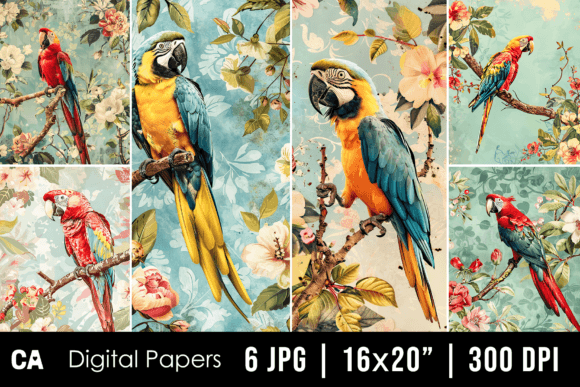 Vintage Tropical Parrot Journal Pages: A Designer's Guide